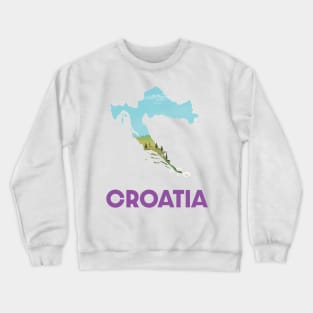 Croatia map travel poster Crewneck Sweatshirt